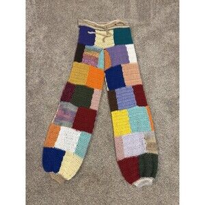 Women’s Multicolor Crochet Patch Work Granny Square Pants 30” Waist Handmade